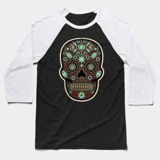 Cráneo de Café Mexican Sugar Skull Baseball T-Shirt