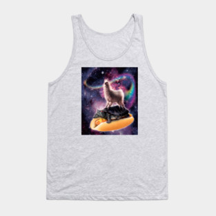 Llama Riding Giant Turtle on Hot Dog Tank Top