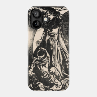 Woman with Crescent Moon Phone Case
