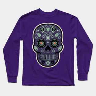 Toque de Muerte Mexican Sugar Skull Long Sleeve T-Shirt