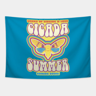 Cicada Summer Retro Vintage Art Meme Tapestry