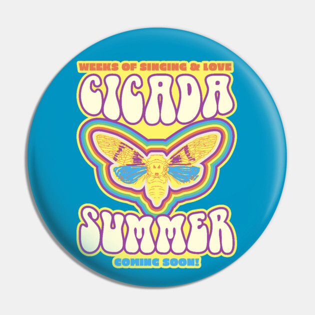 Cicada Summer Retro Vintage Art Meme Pin by creative