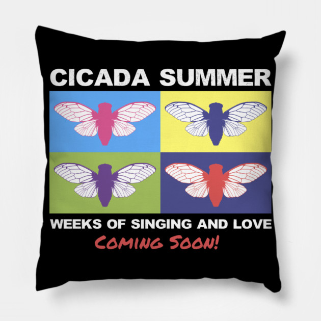 Cicada Summer Retro Theme Pop Art Meme Pillow by creative
