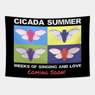Cicada Summer Retro Theme Pop Art Meme Tapestry