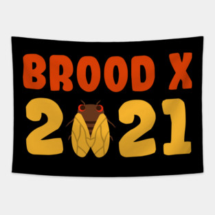 Cicada Brood X 2021 Reemergence Theme Design Tapestry
