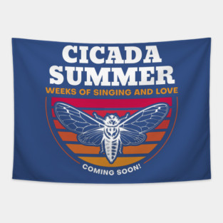 Cicada Summer Retro Vintage Art Meme Tapestry