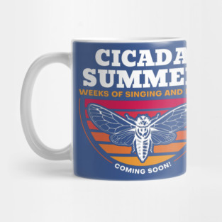 Cicada Summer Retro Vintage Art Meme Mug