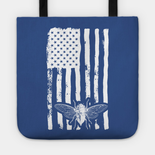 US Flag Cicada in White Distressed for Cicada Summer Tote by creative