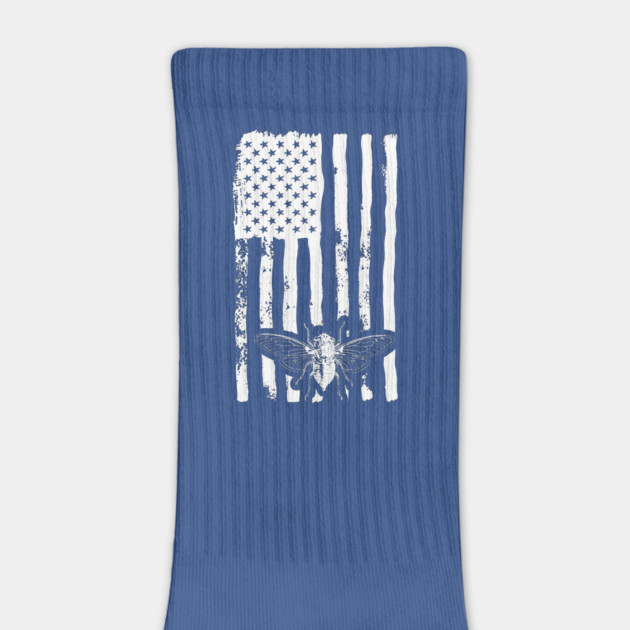 US Flag Cicada in White Distressed for Cicada Summer by creative