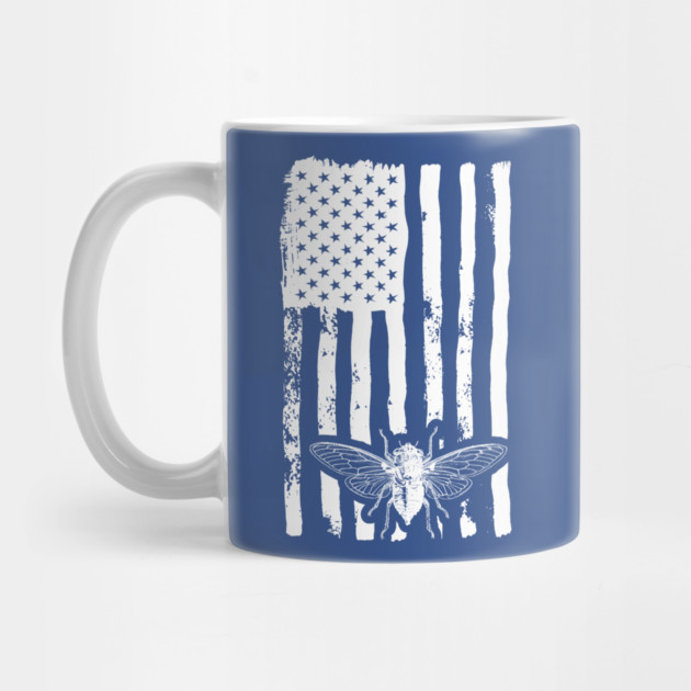 US Flag Cicada in White Distressed for Cicada Summer by creative