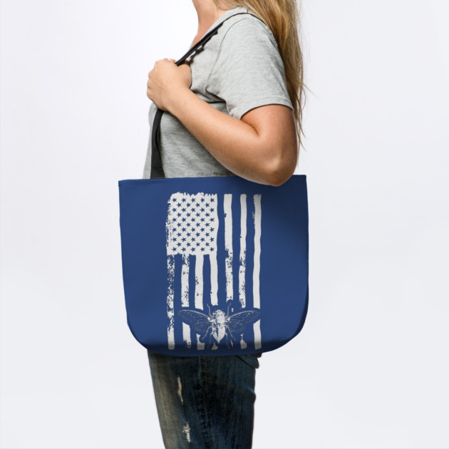 US Flag Cicada in White Distressed for Cicada Summer by creative