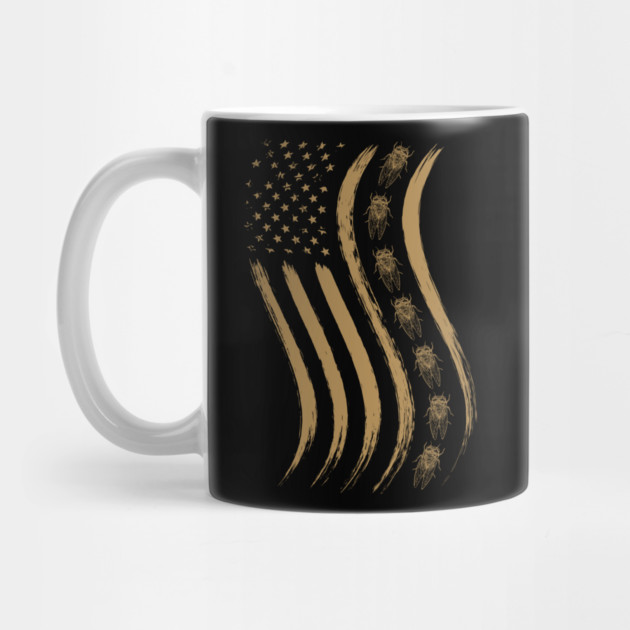 Cicada Line in Waving Distressed US Flag for Cicada Reemergence by creative