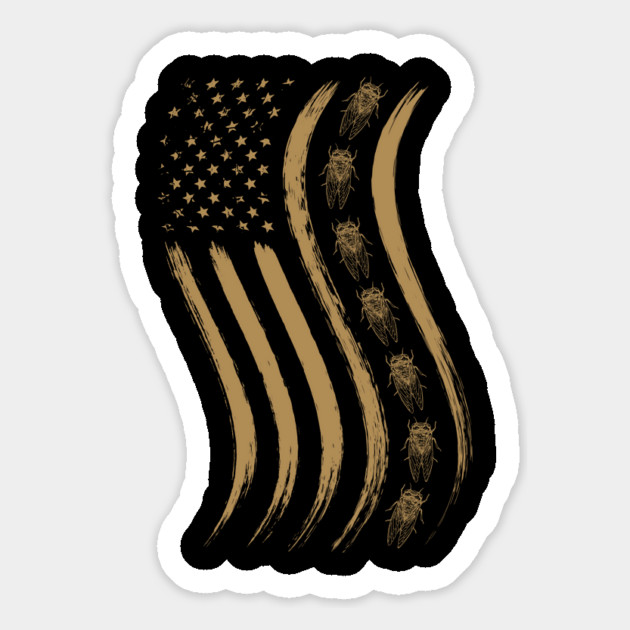 Cicada Line in Waving Distressed US Flag for Cicada Reemergence Magnet by creative