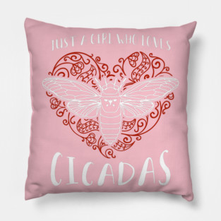 Just a Girl Who Loves Cicadas Artsy Heart Pillow