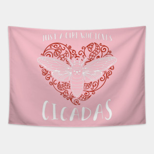 Just a Girl Who Loves Cicadas Artsy Heart Tapestry