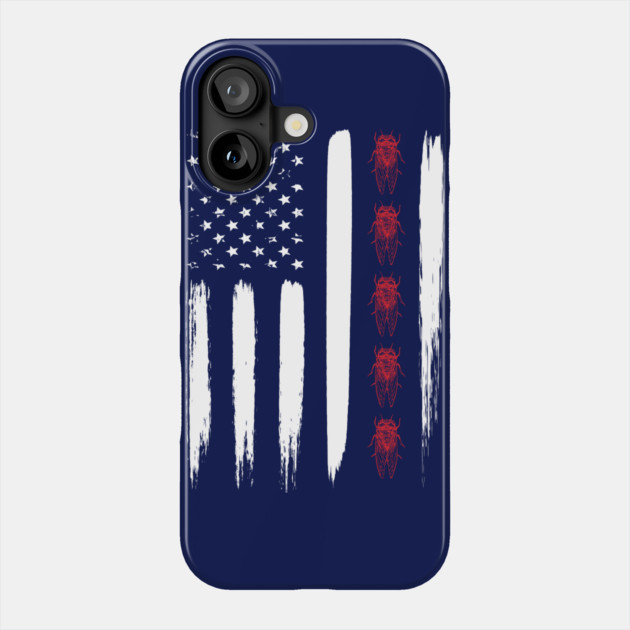 Cicada Line in Distressed US Flag for Cicada Reemergence Phone Case by creative
