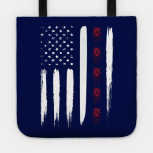 Cicada Line in Distressed US Flag for Cicada Reemergence Tote