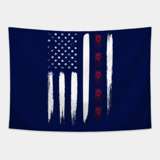 Cicada Line in Distressed US Flag for Cicada Reemergence Tapestry