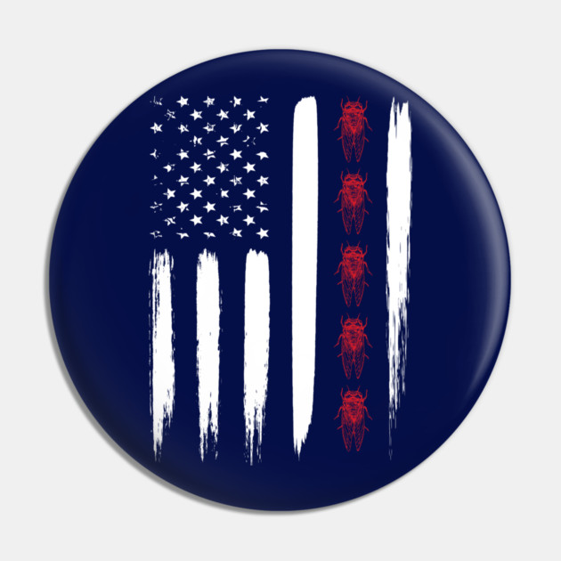Cicada Line in Distressed US Flag for Cicada Reemergence Pin by creative