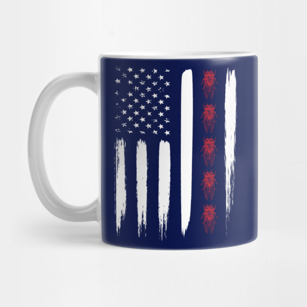 Cicada Line in Distressed US Flag for Cicada Reemergence by creative