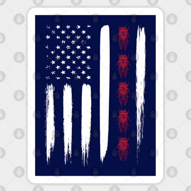 Cicada Line in Distressed US Flag for Cicada Reemergence Sticker by creative