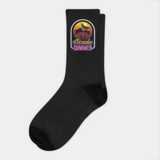 Cicada Summer Retro Vintage Vaporwave Art Meme Socks