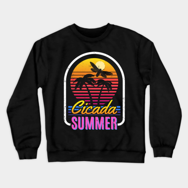 Cicada Summer Retro Vintage Vaporwave Art Meme Crewneck Sweatshirt by creative