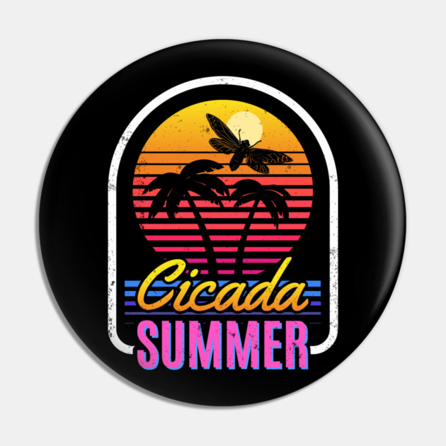 Cicada Summer Retro Vintage Vaporwave Art Meme Pin by creative