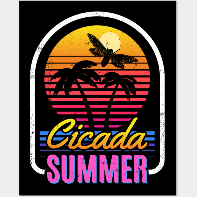 Cicada Summer Retro Vintage Vaporwave Art Meme Wall Art by creative