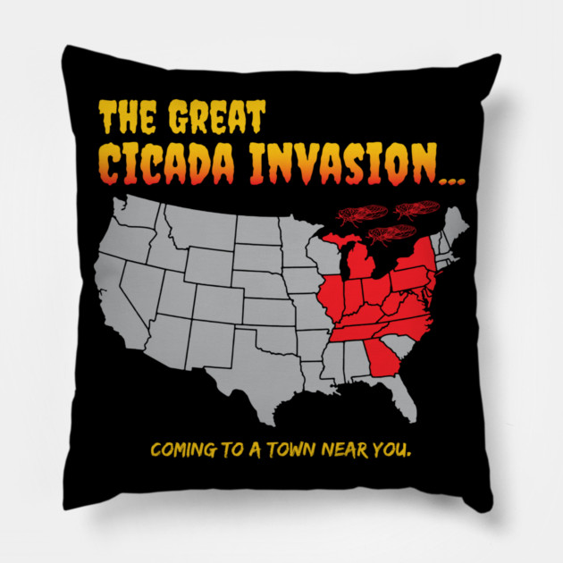 Cicada Invasion Coming to These States in US Map Funny Pillow by creative