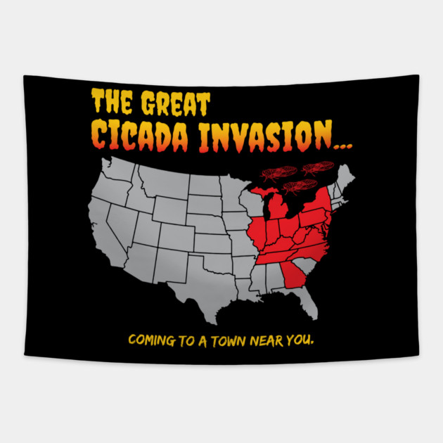 Cicada Invasion Coming to These States in US Map Funny Tapestry by creative