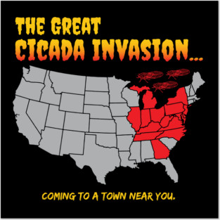 Cicada Invasion Coming to These States in US Map Funny Posters and Art