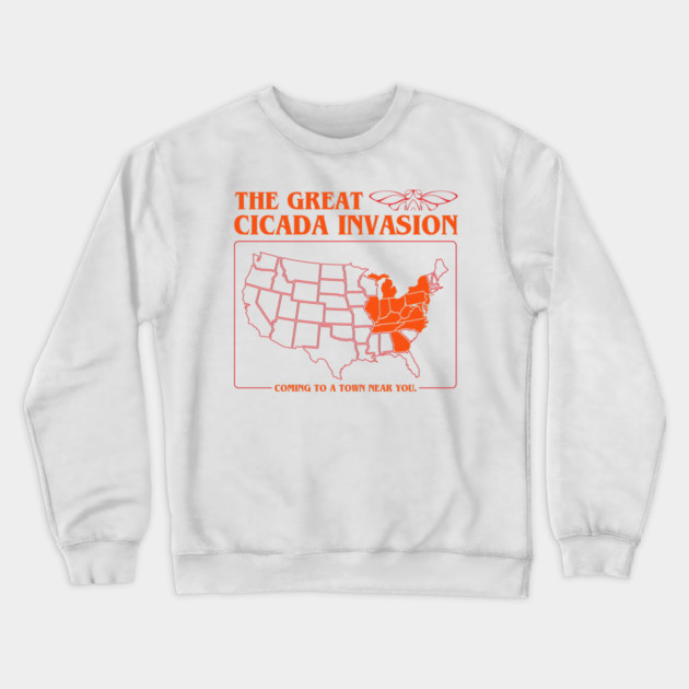 Cicada Invasion Coming to These States in US Map Cool Crewneck Sweatshirt by creative