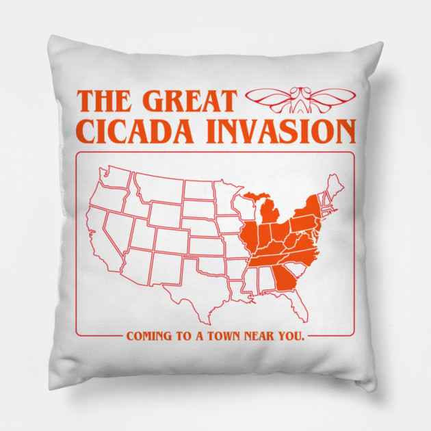 Cicada Invasion Coming to These States in US Map Cool Pillow by creative