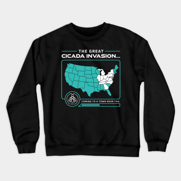Cicada Invasion Coming to These States in US Map Crewneck Sweatshirt by creative
