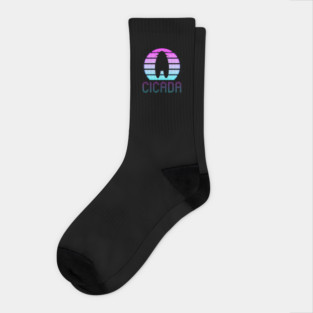 Retro Vintage Vaporwave Cicada Minimalist Socks