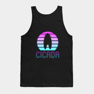 Retro Vintage Vaporwave Cicada Minimalist Tank Top
