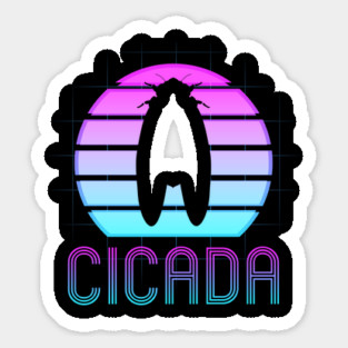 Retro Vintage Vaporwave Cicada Minimalist Sticker