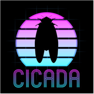 Retro Vintage Vaporwave Cicada Minimalist Posters and Art