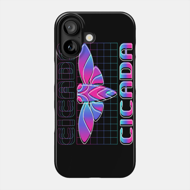Retro Vintage Vaporwave Cicada Glitch Phone Case by creative