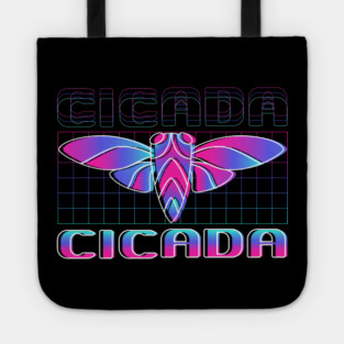 Retro Vintage Vaporwave Cicada Glitch Tote