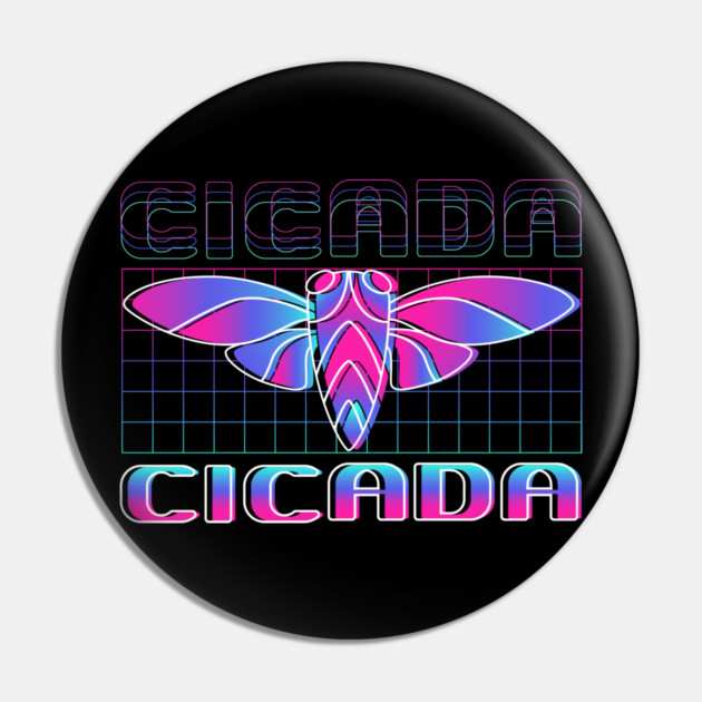 Retro Vintage Vaporwave Cicada Glitch Pin by creative