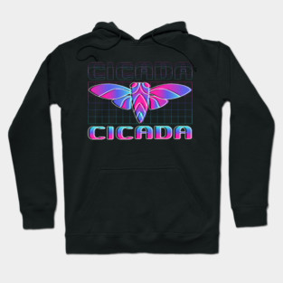 Retro Vintage Vaporwave Cicada Glitch Hoodie