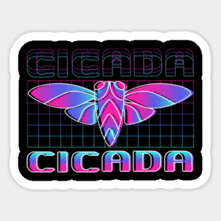 Retro Vintage Vaporwave Cicada Glitch Magnet