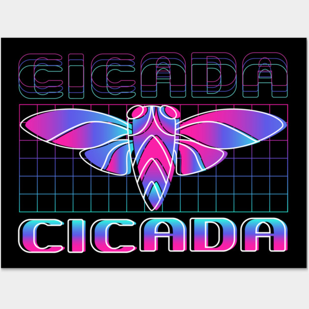 Retro Vintage Vaporwave Cicada Glitch Wall Art by creative