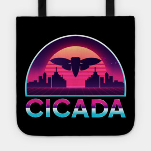 Retro Vintage Vaporwave Cityscape Cicada Tote