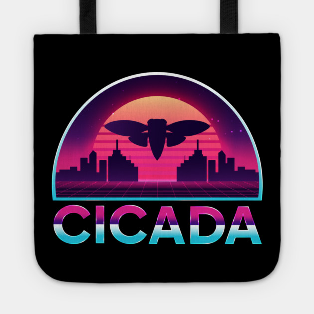 Retro Vintage Vaporwave Cityscape Cicada Tote by creative