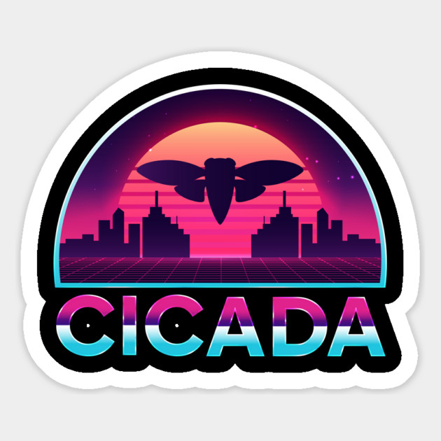 Retro Vintage Vaporwave Cityscape Cicada Magnet by creative