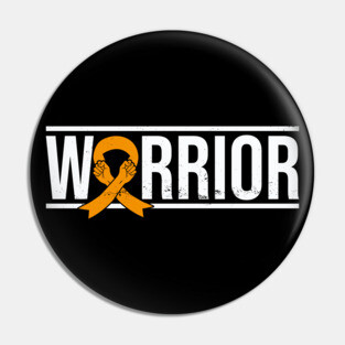Multiple Sclerosis Warrior with Orange Awareness Ribbon Pin