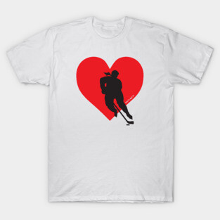 Women's Love Heart Hockey T-Shirt